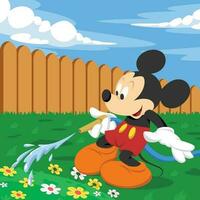 The Mouse Watering Flower In The Garden vector