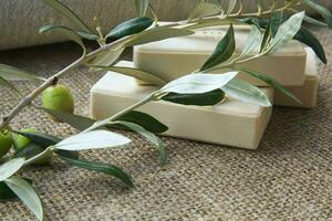 Soap bars with olive oil photo