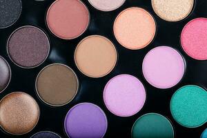 Makeup palette of eye shadows. photo