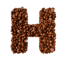 Alphabet H made of chocolate Chips Chocolate Pieces Alphabet Letter H 3d illustration png