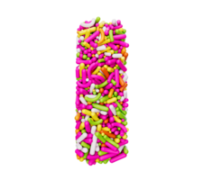 Alphabet I made of Colorful Sprinkles Letter i Rainbow sprinkles 3d illustration png