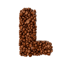 alfabeto l feito de pedaços de chocolate pedaços de chocolate letra do alfabeto l ilustração 3d png