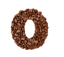Letter O made of chocolate Chunks Chocolate Pieces Alphabet Letter O 3d illustration png