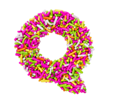 alphabet q fabriqué de coloré arrose lettre q arc en ciel arrose 3d illustration png