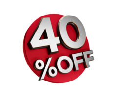 40 Percent off 3d Sign , Special Offer 40 percent Discount Tag flash, Sale Up to Fourty Percent Off, big offer, Sale, Offer Label, Sticker, Banner, Advertising, offer Icon flasher 3d illustration png