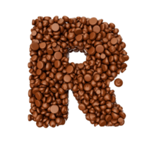 alfabet r gemaakt van chocola chips chocola stukken alfabet brief r 3d illustratie png