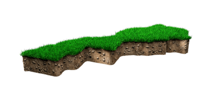 carte du maroc coupe transversale de la géologie des sols avec de l'herbe verte et de la texture du sol rocheux illustration 3d png