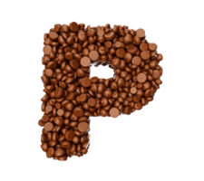 Alphabet P made of chocolate Chips Chocolate Pieces Alphabet Letter P 3d illustration png