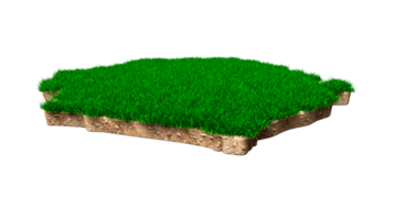 carte de la sierra leone coupe transversale de la géologie des sols avec de l'herbe verte et de la texture du sol rocheux illustration 3d png