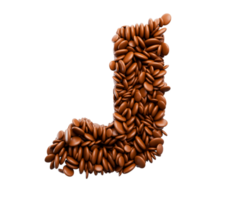 lettera j fatta di fagioli ricoperti di cioccolato caramelle al cioccolato parola alfabeto j 3d illustrazione png