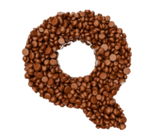 Alphabet Q made of chocolate Chips Chocolate Pieces Alphabet Letter Q 3d illustration png