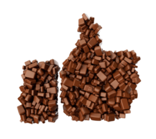 comme symbole fait de morceaux de chocolat morceaux de chocolat icône de médias sociaux illustration 3d png