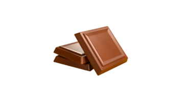 Cubes of milk chocolate bar isolated, Macro photo of Chocolate bar Broken pieces 3d rendering png