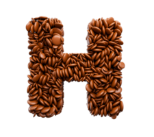 lettre h faite de haricots enrobés de chocolat bonbons au chocolat mot alphabet h illustration 3d png