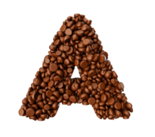 Alphabet A made of chocolate Chips Chocolate Pieces Alphabet Letter A 3d illustration png