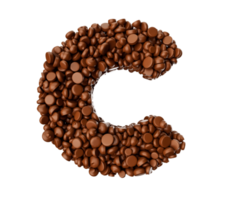 alfabeto c fatto di cioccolato patatine fritte cioccolato pezzi alfabeto lettera c 3d illustrazione png