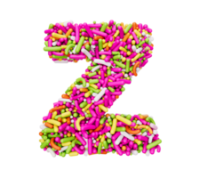 Alphabet Z made of Colorful Sprinkles Letter z Rainbow sprinkles 3d illustration png