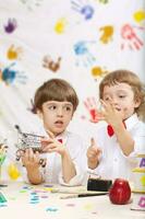 Two boys are playing together photo