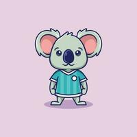 minimalist cute koala animal wearing soccer shirt cartoon flat icon vector Illustration design. simple modern cute koala isolated flat cartoon style