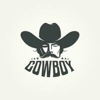 silhouette classic head of cowboy icon logo template vector illustration design