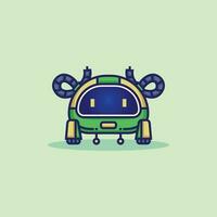 simple modern funny cute robot cartoon flat icon vector Illustration design