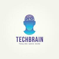 artificial intelligence brain technology  icon logo template vector illustration design. human smart technology logo concept