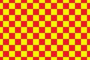 Red and yellow chess board pattern. Checkered squares background vector art.