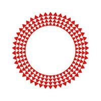Red doodle round frame made of triangles. Triangular circle border. Triangle circular logo vector illustration.