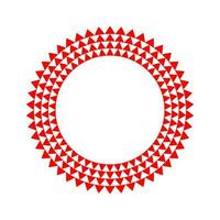 Red doodle round frame made of triangles. Triangular circle border. Triangle circular logo vector illustration.