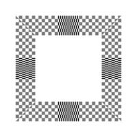 Black and white checkered square frame vector illustration. Checker squarish border. Checkerboard squares race flag grid.