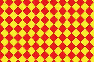 Red and yellow diamond square chess board pattern. Checkered squarish tile vector background. Geometric structure.