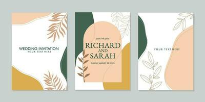 set of pastel color invitation cover designs with hand drawn floral decorations. abstract boho botanical background. For books, invitations, planners, catalogues, binders, brochures, notebooks vector