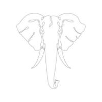 Elephant head line art icon. Continuous one line drawing of elephant head. Elephant head outline vector illustration. Elephant head decorative design. Vector illustration