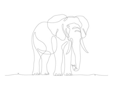 Elephant line art design. Elephant wildlife decorative design element. Elephant line art icon. Elephant in continous line style drawing. Vector illustration