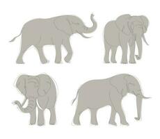 Elephant line art design collection. Elephant wildlife decorative design elements. Elephant line art icon. Vector illustration