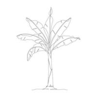 One continuous line drawing of banana tree. Banana tree line art drawing. Tropical concept of banana tree vector illustration. Banana tree icon in one line drawing. Vector illustration