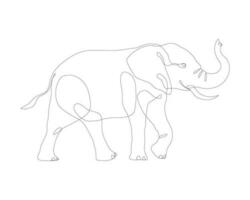 Elephant line art design. Elephant wildlife decorative design element. Elephant line art icon. Elephant in continous line style drawing. Vector illustration