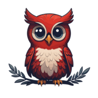 A Red Cartoon Owl - A Wise Guide In Vibrant Hues 'AI' png