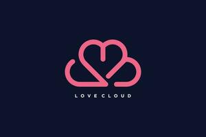 nube logo diseño con creativo amor concepto estilo vector