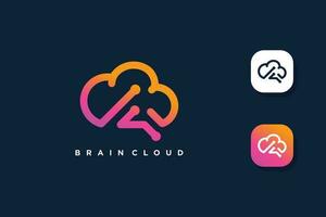 nube logo diseño con creativo cerebro concepto y tecnología vector