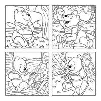 Honey Bear Children Coloring Book vector