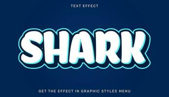 Shark editable text effect in 3d style. Text emblem for advertising, branding, business logo vector