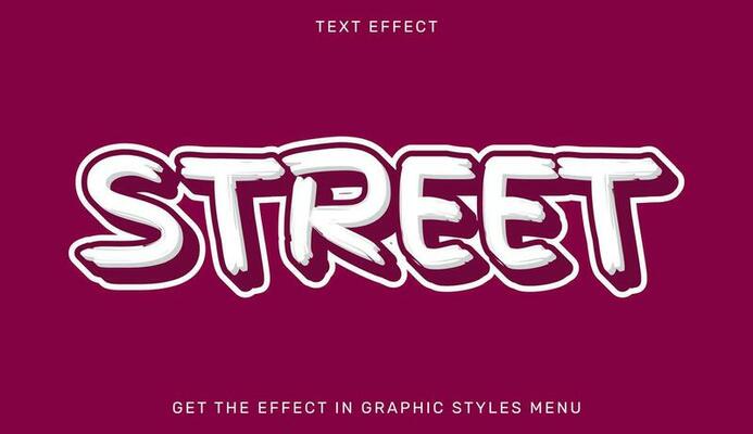 Street editable text effect in 3d style. Text emblem for advertising, branding, business logo
