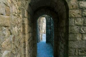 Canossa, Italy-July 31, 2022-view of the Canossa castle ruins in the province of Parma during a sunny day photo