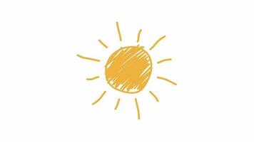 Animated Hand Drawn sun doodle animation.elements isolated on white background. stop motion video