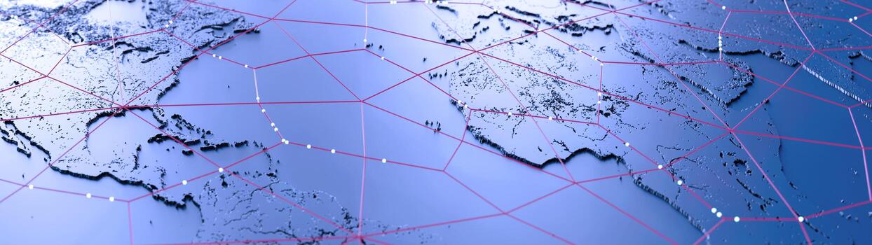 Globalization and communication concept. Earth and luminous rays. 3d rendering photo