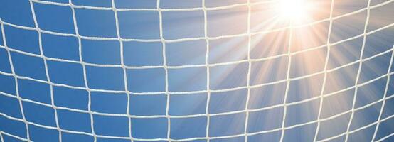 Soccer ball in the net of a goal. Soccer concept photo