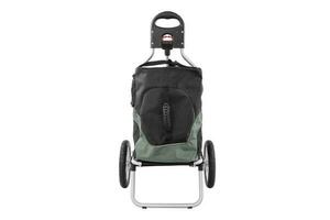 Suitcase with trolley isolated on white background without shadow photo