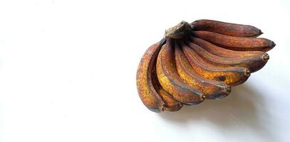 plátano Fruta en un blanco antecedentes con Copiar espacio. en Indonesia esta tipo de plátano es llamado medan plátano o pisang barangán, pisang medan foto