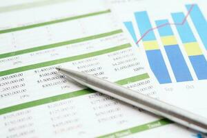 Pen on chart or graph paper. Financial, account, statistics and business data concept. photo